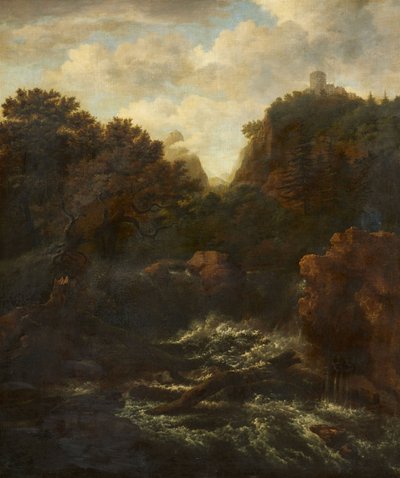 Paesaggio montano con cascata d