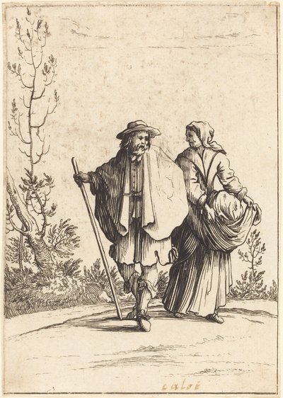 Coppia di mendicanti, con paesaggio sullo sfondo da After Jacques Callot