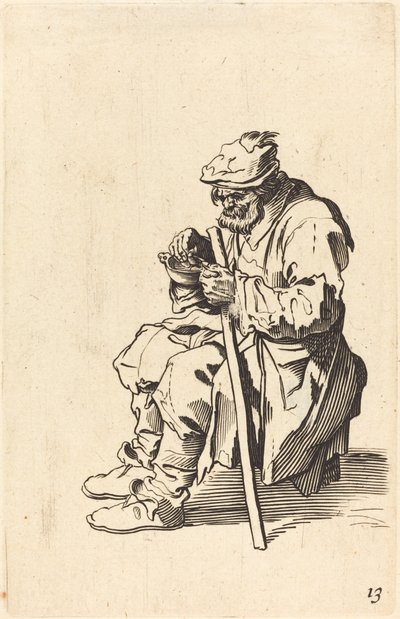 Mendicante che mangia da After Jacques Callot