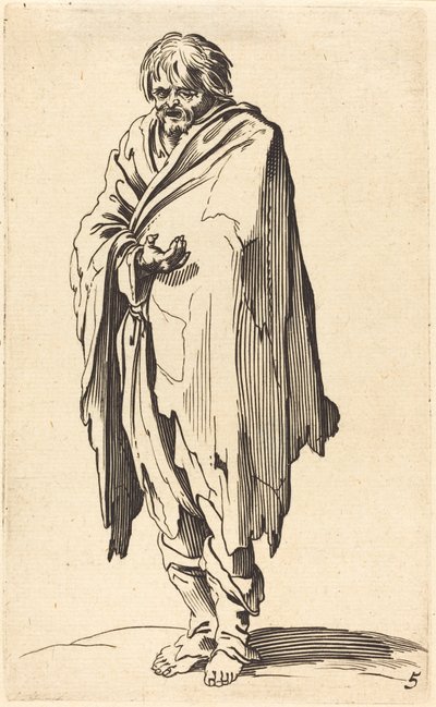 Mendicante a capo e piedi nudi da After Jacques Callot