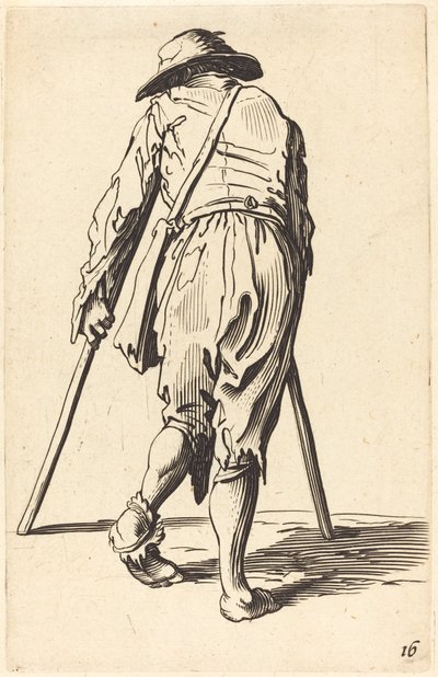 Mendicante con stampelle e cappello, vista posteriore da After Jacques Callot