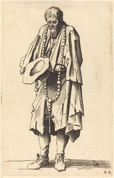Mendicante con rosario da After Jacques Callot