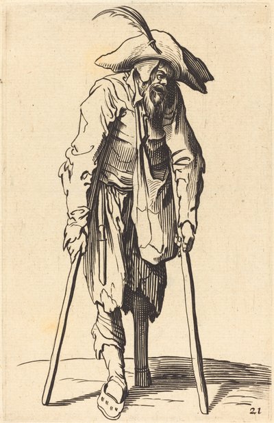 Mendicante con gamba di legno da After Jacques Callot