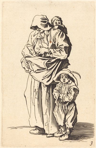 Madre e tre bambini da After Jacques Callot