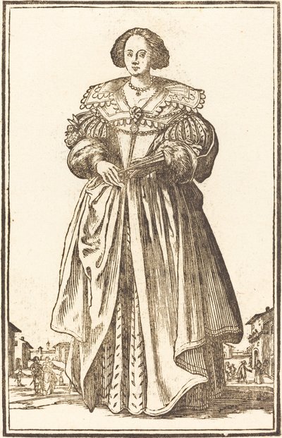 Nobile Donna con Ventaglio da After Jacques Callot
