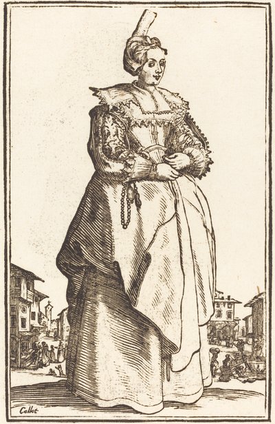 Nobile Donna con un Piccolo Cappello da After Jacques Callot