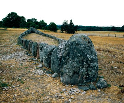 Allineamento di pietre a forma di nave, tomba preistorica di Gannarve. Età del Bronzo. Dim 5x29 m Visby, Svezia da Age Bronze