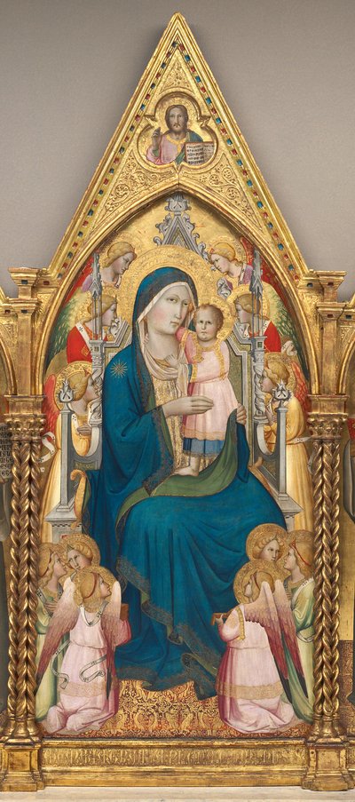 Madonna col Bambino in trono con dodici angeli e con il Cristo benedicente [pannello centrale] da Agnolo Gaddi