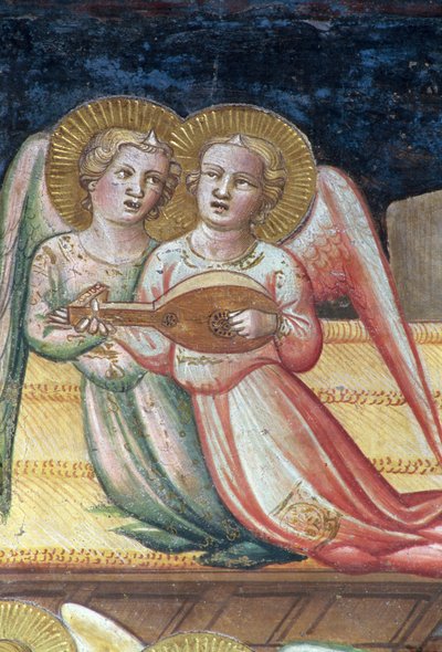 Due angeli musicali (dettaglio) dalla Vita della Vergine e la Sacra Cintola, dalla Cappella della Sacra Cintola, 1392-95 da Agnolo Gaddi