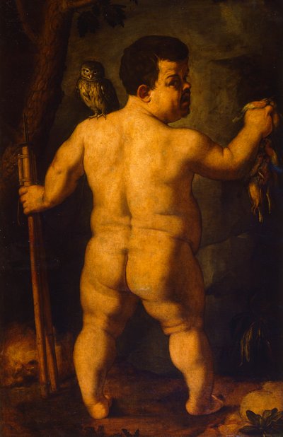 Doppio ritratto del nano Morgante: vista completa da dietro da Agnolo Bronzino