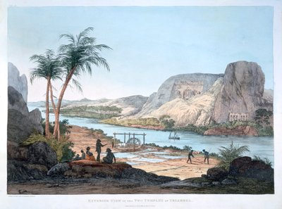 Vista esterna dei due templi a Ybsambul, Egitto, 1820 da Agostino Aglio
