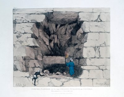 Passaggio forzato nella Seconda Piramide di Giza, Egitto, 1820 da Agostino Aglio