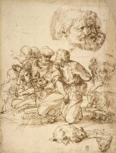 Un gruppo di pastori e altri studi da Agostino Carracci