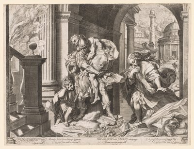 Enea e la sua famiglia in fuga da Troia da Agostino Carracci