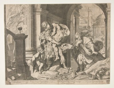 Enea e la sua famiglia in fuga da Troia da Agostino Carracci
