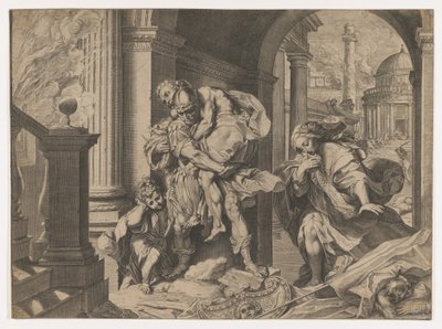Enea e la sua famiglia in fuga da Troia, 1595 da Agostino Carracci