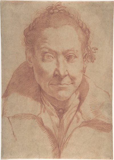Ritratto a mezzo busto di donna (recto); studio a mezzo busto di fanciulla (verso) da Agostino Carracci