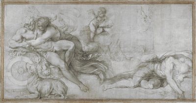 Cefalo rapito da Aurora nel suo carro Cartone per un affresco nella Galleria del Palazzo Farnese, Roma, c. 1599 da Agostino Carracci