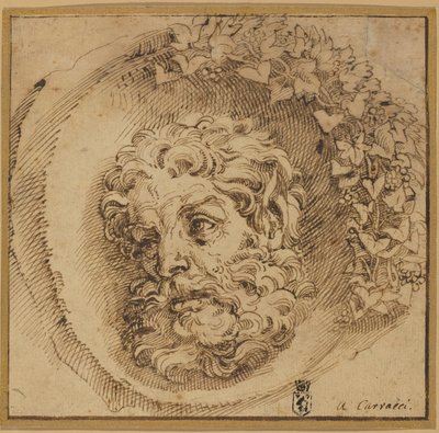 Testa di un Fauno in un Tondo Concavo da Agostino Carracci