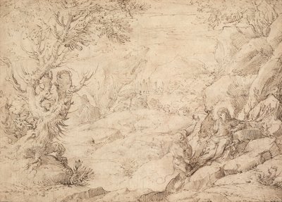 Paesaggio con La Tentazione di Cristo da Agostino Carracci