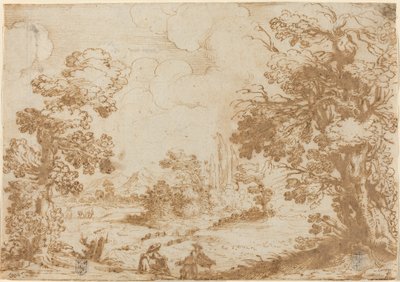 Paesaggio con Due Lavandaie da Agostino Carracci