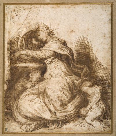 Madonna e Bambino con San Giovanni, tutti addormentati da Agostino Carracci