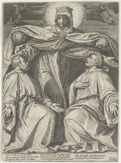 Maria protegge i membri di una confraternita da Agostino Carracci