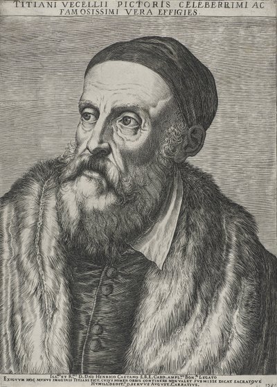 Ritratto di Tiziano, 1587 (incisione su carta vergata con filigrana) da Agostino Carracci