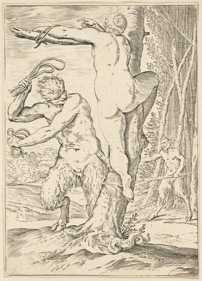 Satiro che frusta una ninfa, c.1590-95 da Agostino Carracci