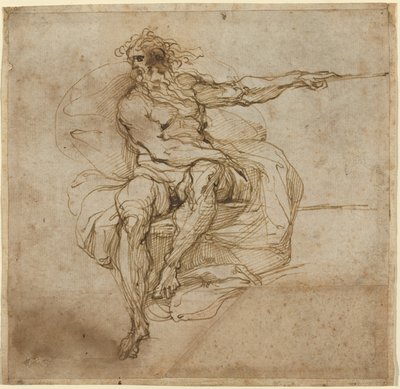 Nudo maschile seduto da Agostino Carracci