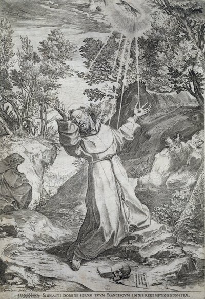 La stigmatizzazione di San Francesco sul monte La Verna (1224) da Agostino Carracci