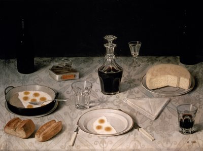 Natura morta con uova, pane, formaggio e vino da Agostino Jose da Mota
