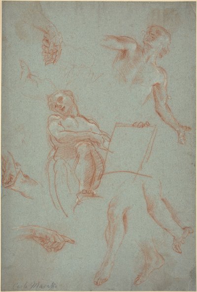 Foglio di Studi con Figure, Mani e Piedi da Agostino Masucci