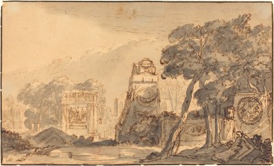 Paesaggio con tombe antiche da Agostino Mitelli