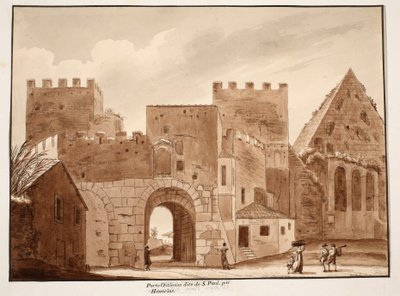 La Porta Ostiensis o San Paolo, costruita da Onorio, 1833 da Agostino Tofanelli