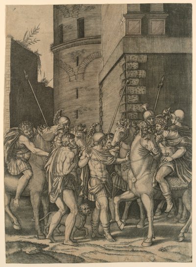Un imperatore romano incontra un soldato da Agostino Veneziano