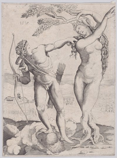 Apollo e Dafne, datato 1518 da Agostino Veneziano