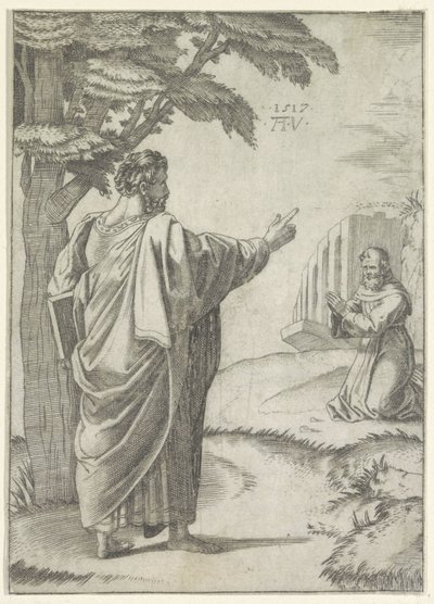 San Paolo e un monaco francescano da Agostino Veneziano