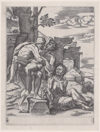 Ercole e Anteo, datato 1533 da Agostino Veneziano
