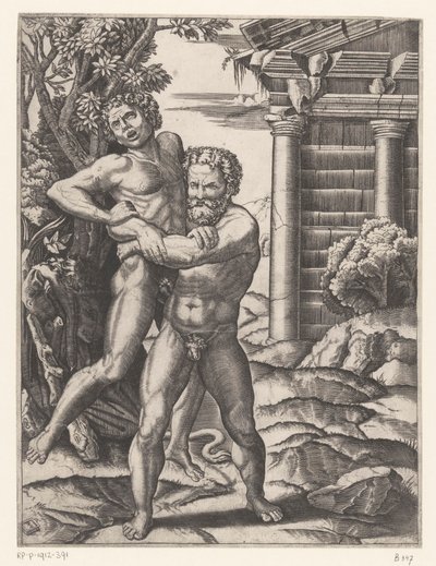 Ercole lotta con Anteo da Agostino Veneziano