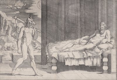 Licaone trasformato in lupo da Agostino Veneziano