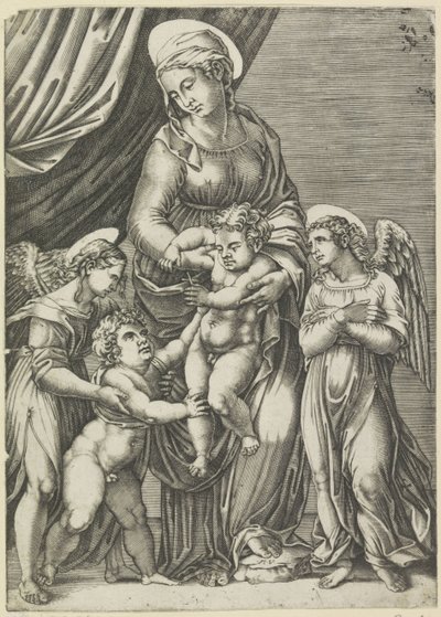 Maria con Bambino e il giovane Giovanni Battista da Agostino Veneziano