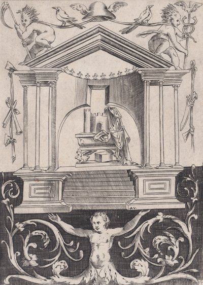 Pannello ornamentale, ca. 1514-36 da Agostino Veneziano