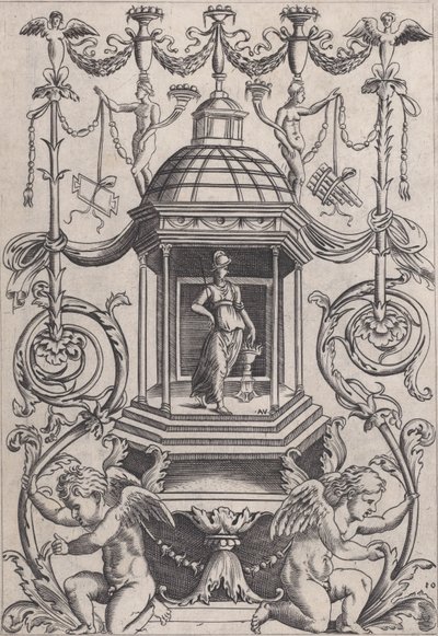 Pannello ornamentale, ca. 1514-36 da Agostino Veneziano