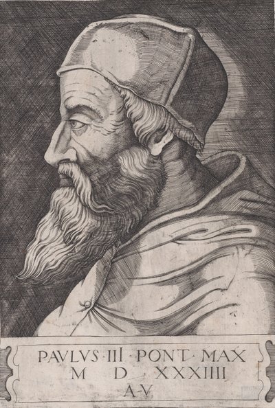 Papa Paolo III con zucchetto, ca. 1514-36 da Agostino Veneziano