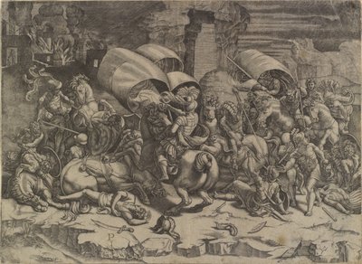 La battaglia tra Scipione Africano e i cartaginesi ("La bataille au coutelas") da Agostino Veneziano