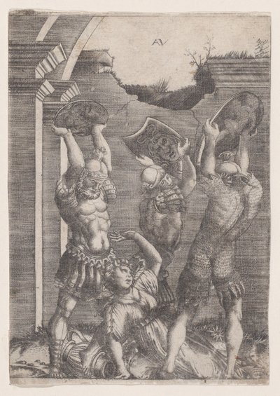 Tarpeia schiacciata dai Sabini, ca. 1514-36 da Agostino Veneziano