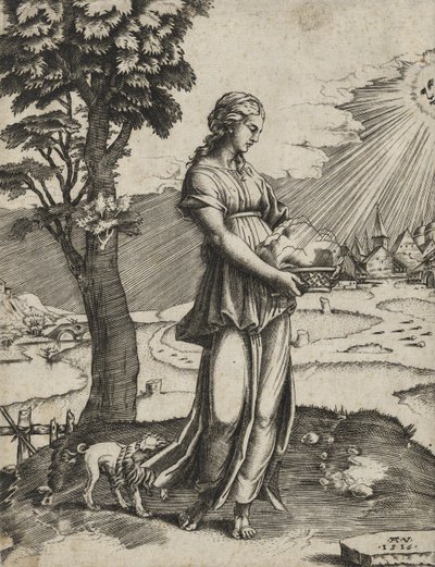 La Sibilla Cumana, 1516 (incisione su carta vergata) da Agostino Veneziano