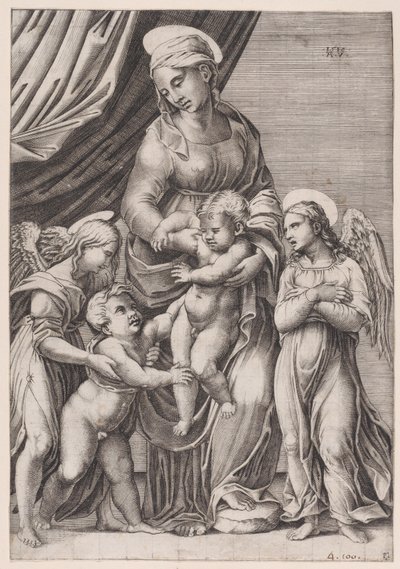 La Vergine, il Bambino Gesù, il piccolo San Giovanni e due angeli da Agostino Veneziano