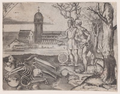 Due uomini in un cimitero da Agostino Veneziano
